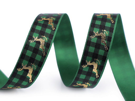 Ruban satiné de Noël à carreaux, largeur 16 mm, Rennes 