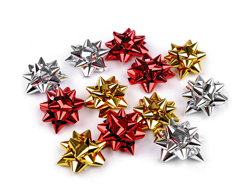 Μίνι φιόγκος δώρου, μεταλλιζέ διακοσμητική κορδέλα – αστέρι Ø25 mm