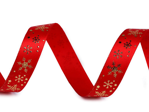 Weihnachtssatinband Schneeflocken Breite 15 mm