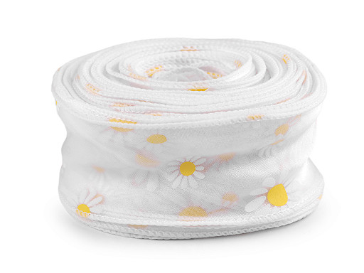 Organza Ribbon with Flowers, width 50 mm