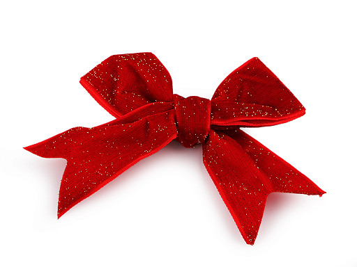 Christmas velvet bow with glitter 14.5x9.5 cm