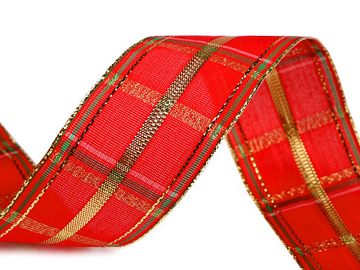 Checkered ribbon with lurex width 40 mm