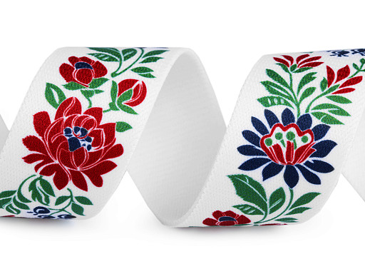 Elastic lat cu motiv floral, lățime 40 mm