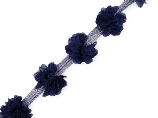 Chiffon Flower Trim on Tulle width 60 mm