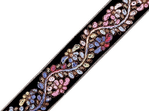 Jacquard Ribbon Costume Trim with Sequins width 45 mm Velvet Imitation