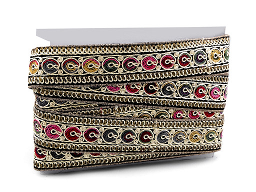 Passamaneria/passamano da abbigliamento, con paillette, larghezza: 45 mm, imitazione velluto