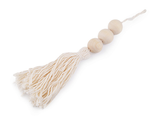 Pompon en coton avec perles, longueur 20 cm