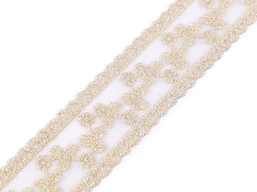 Embroidered Trimming / Braid Insert with lurex width 40 mm