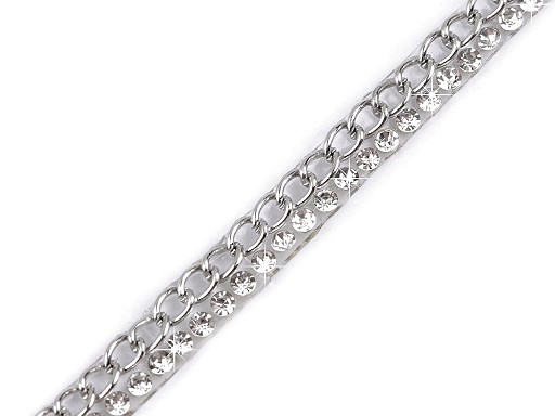 Braid Trimming with Chain and Rhinestones, width 5 mm, iron-on