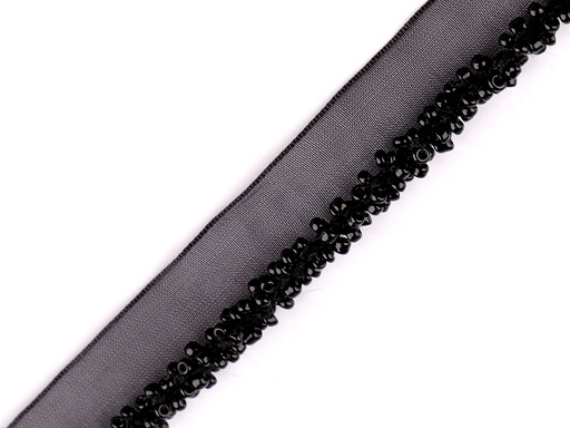 Polyester insertion piping with seed beads, width 15 mm