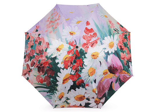 Ladies Folding Umbrella, Painted Flowers