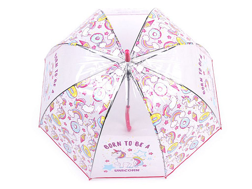 Girls Transparent Auto-open Umbrella Unicorn