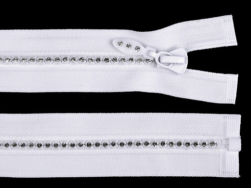 Rhinestone Plastic Zipper No 4, length 70 cm
