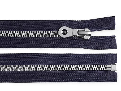 Kostěný zip, imitace kovu No 8 délka 60 cm bundový