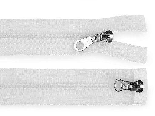 Plastic Zipper No 5, 2 sliders / 2-way, open-end, 50 cm, Transparent