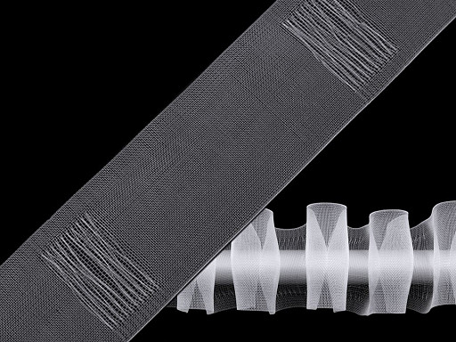 Tête de rideau en draperie plissée translucide, largeur 50 mm