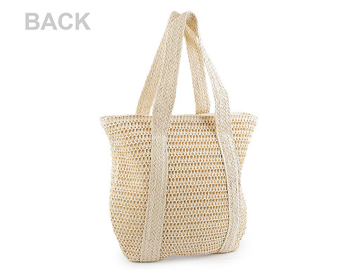 Crocheted raffia handbag with zipper 42x39 cm