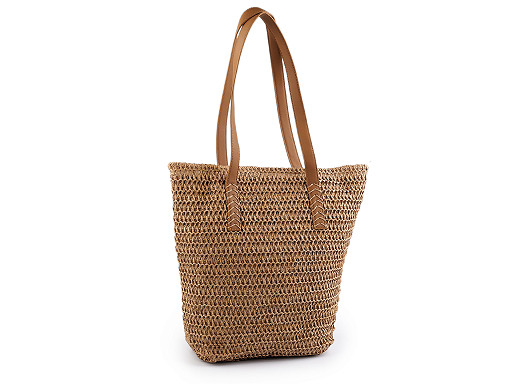 Háčkovaná kabelka z rafie - lyka so zipsom 33x36 cm