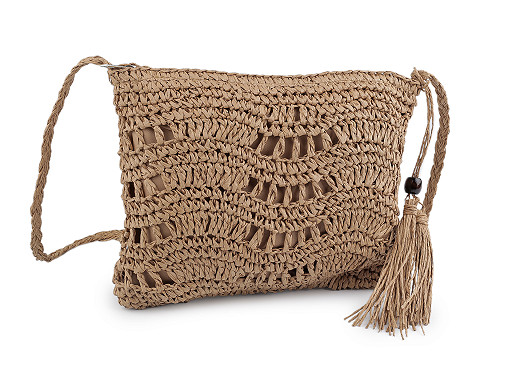 Háčkovavá kabelka z rafie - lyka so zipsom 27x23 cm