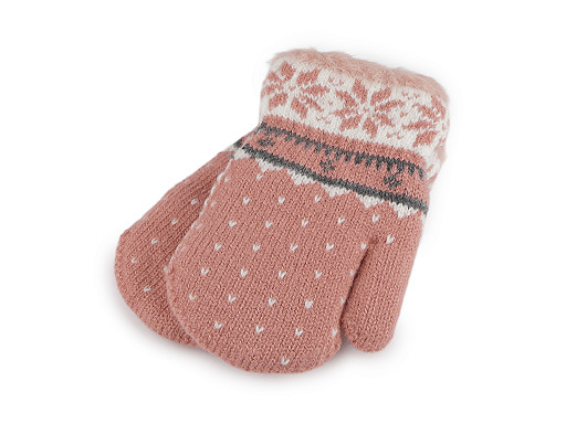 Detské pletené rukavice palčiaky s kožúškom, zateplené