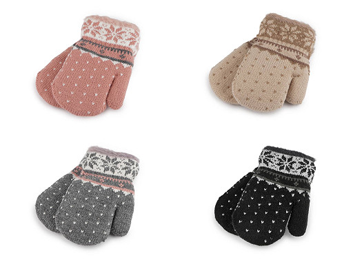 Detské pletené rukavice palčiaky s kožúškom, zateplené