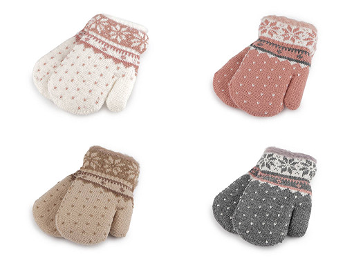 Dětské pletené rukavice palčáky s kožíškem, zateplené