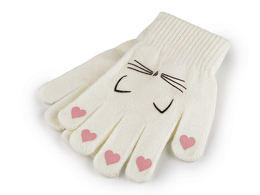 Dětské pletené rukavice kočka