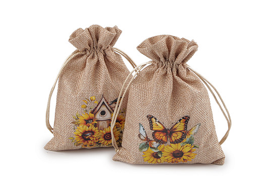 Sunflower gift bag 13x18 cm imitation jute