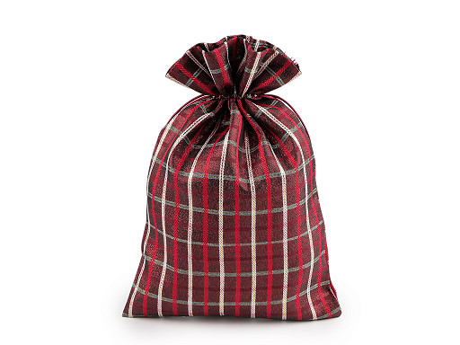 Sacchettino per regalo di Natale, a quadretti, con lurex, dimensioni: 20 x 30 cm