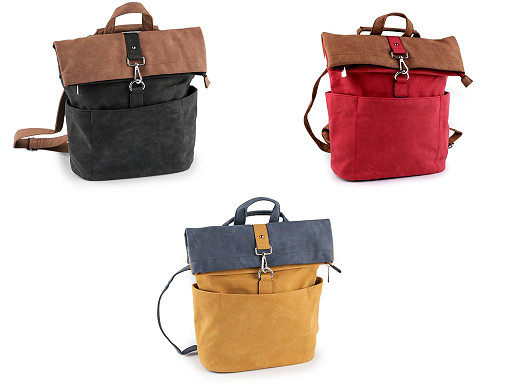 Rucksack/Handtasche 2in1 aus Velourslederimitat, 35 x 37 cm
