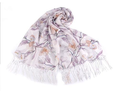 Letná šatka / šál so strapcami kvety 70x180 cm Letná šatka / šál so strapcami kvety 70x180 cm