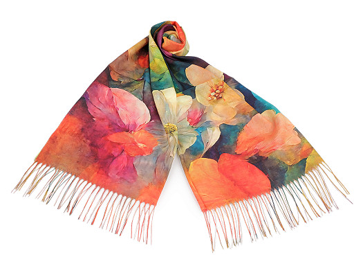 Sciarpa / scialle per il periodo estivo, con frange, motivo: floreale, dimensioni: 70 x 180 cm Sciarpa / scialle per il periodo estivo, con frange, motivo: floreale, dimensioni: 70 x 180 cm