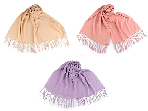 Letná šatka / šál so strapcami jednofarebná 70x175 cm