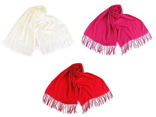 Foulard/Châle d’été à franges, uni, 70 x 175 cm