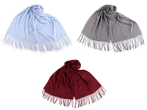 Chusta / szal letni z frędzelkami jednokolorowy 70x175 cm 