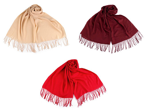 Letní šátek / šála s třásněmi jednobarevný 70x175 cm