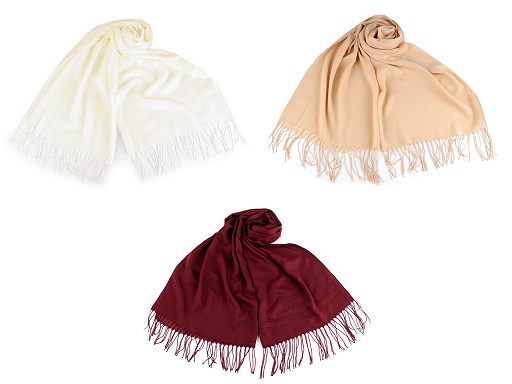 Eșarfă/șal de vară cu franjuri, culoare uni, 70x175 cm