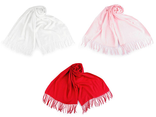 Eșarfă/șal de vară cu franjuri, culoare uni, 70x175 cm