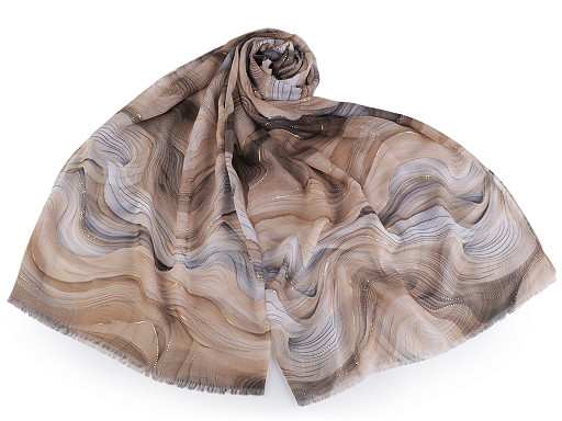 Foulard/Châle d’été avec imprimé doré, 70 x 175 cm