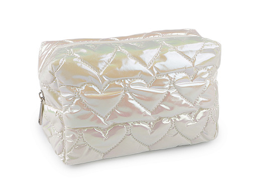 Kozmetická taška / púzdro prešívané, srdce 18x11 cm holografické Kozmetická taška / púzdro prešívané, srdce 18x11 cm holografické