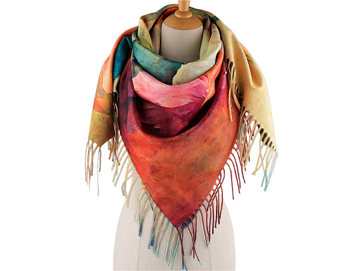 Šatka so strapcami kvety 105x105 cm