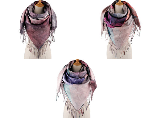 Šátek s třásněmi květy 105x105 cm