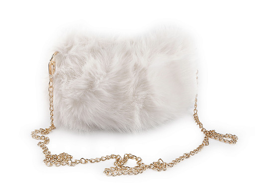 Borsa in pelliccia, con catena in metallo, dimensioni: 24 x 19 cm