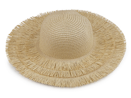 Dámsky letný klobúk / slamák na dozdobenie so strapcami