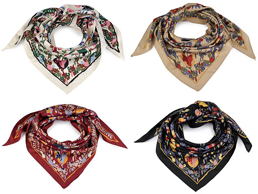 Foulard satiné à fleurs, 65 x 135 cm