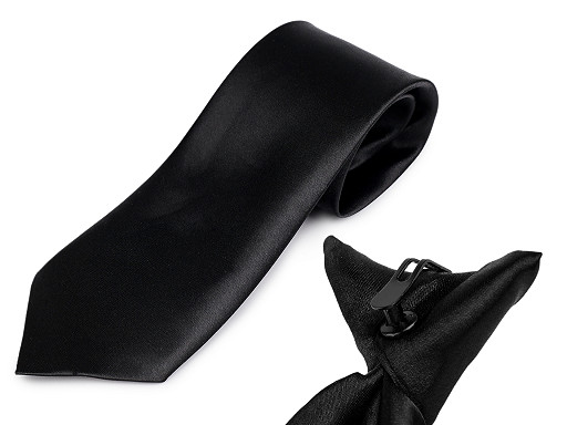 Saténová kravata s klipem, bez vázání