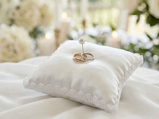 Polštářek na svatební prstýnky 16x16 cm