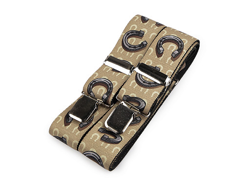 Bretelles de pantalon - chevaux, fers à cheval, largeur 4 cm, longueur 120 cm