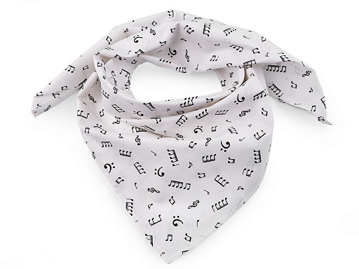 Cotton Scarf with Musical Notes 65x65 cm
