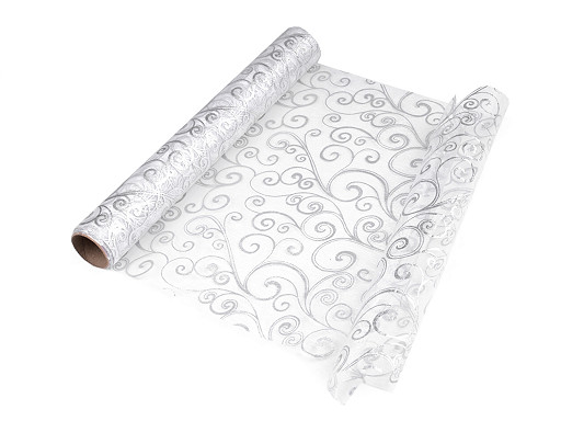 Christmas / Wedding Organza Fabric with Metallic Printing width 36 cm
